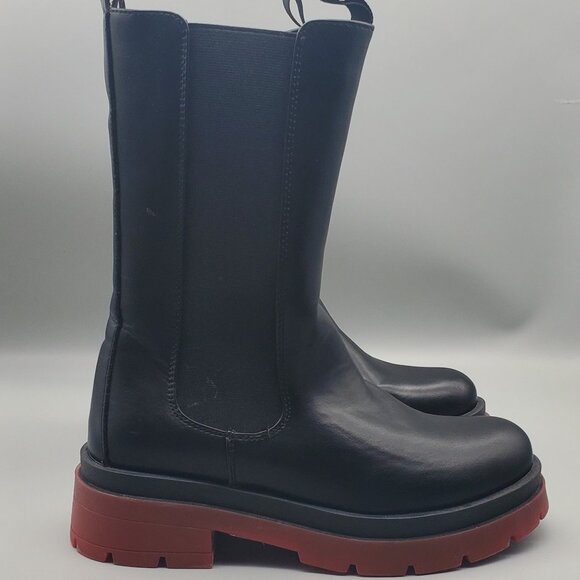 Forever 21 Women’s Black Chunky Platform Boots Size 7 | Faux Leather Zip Closure - Picture 4 of 9